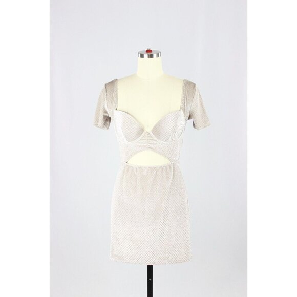 LA SENZA Grey Velvet Glitter Padded Sweetheart Corset Mini Dress, Size S - Picture 1 of 14